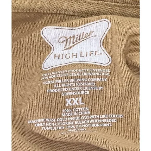 Miller High Life Milwaukee Beer Graphic T-Shirt Brown XXL 100% Cotton - Picture 5 of 5